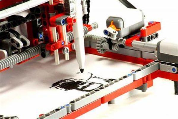 Build a printing press using Lego bricks