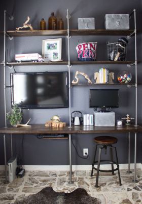 Pipe and Wood Shelves