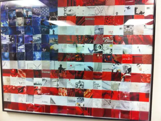 American Flag Collage with Magazine Cutouts