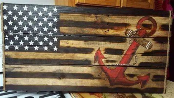 American Flag Wood Burning