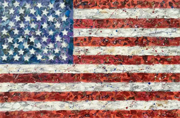 Mixed Media American Flag Canvas