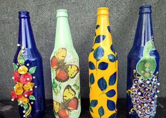 creative outlet, painting glass bottles