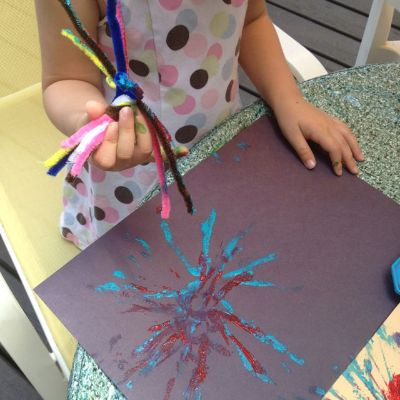 Firework Popsicle Painting